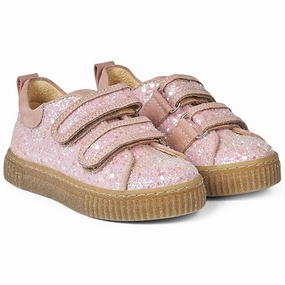 Angulus Glitter Sneaker W. Velcro Peach/Rose Glitter Kids Velcro Sneakers discount
