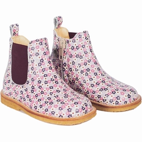 Angulus Heather Flowers/Bordeaux Classic Chelsea Boot with Elastic and Zipper Kids Chelsea Boots sale