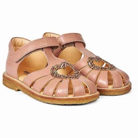 Angulus Hjerte Sandal W. Velcro Dark Peach/Multi Glitter Kids Closed Toe Sandals promo