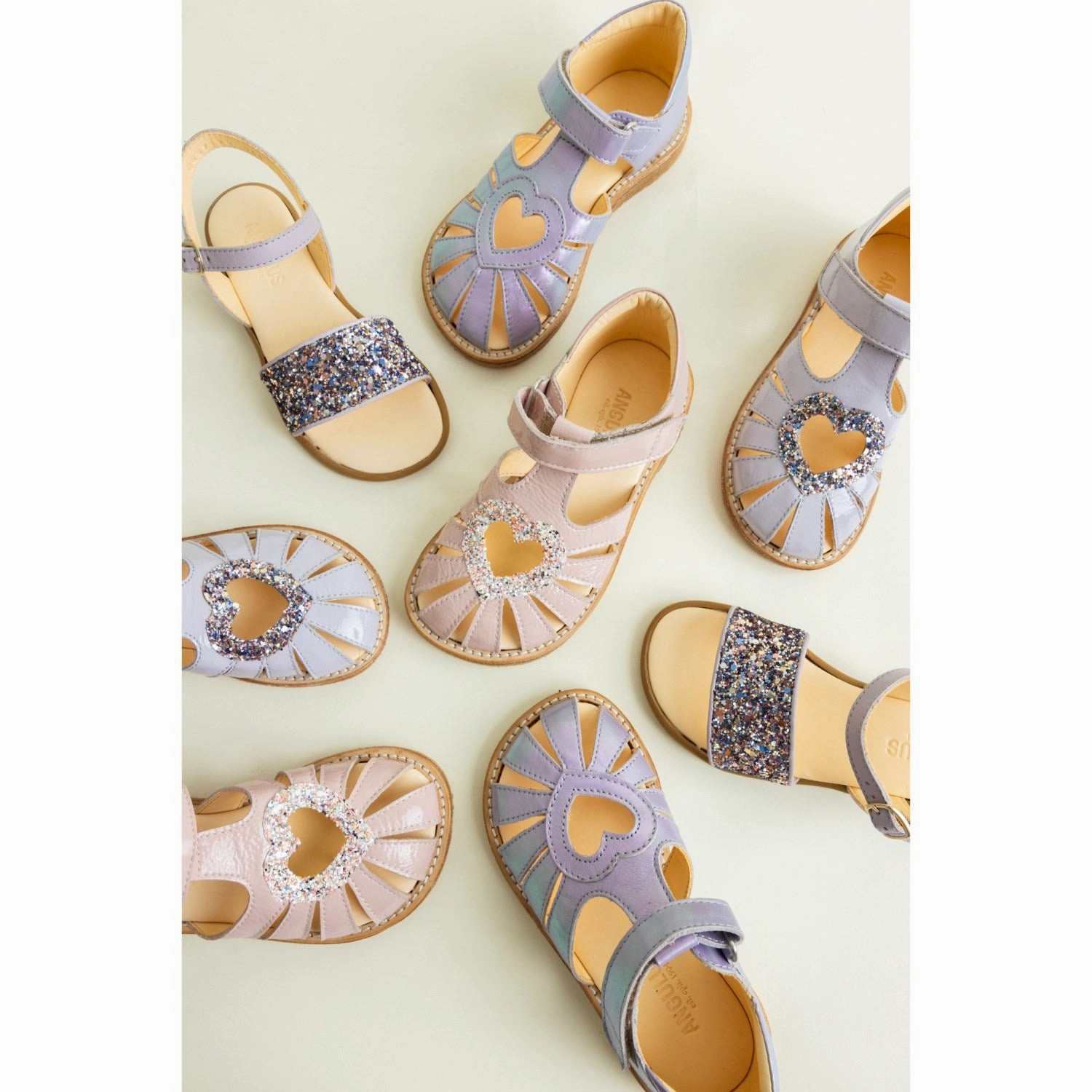 Angulus Iridescent Lilac Shine Hjertesandal Med Velcro Closure