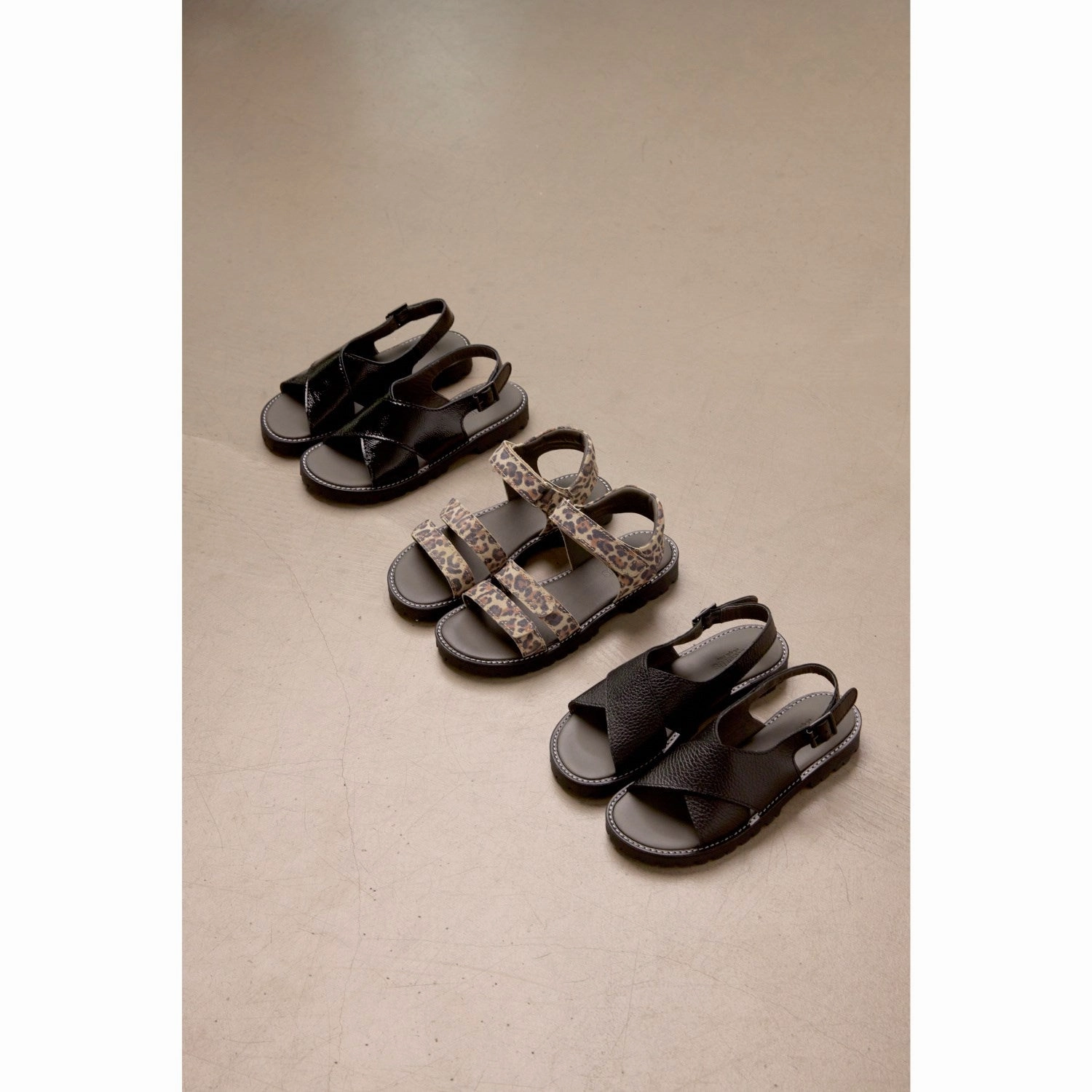 Angulus Leopard Suede Adjustable Leather Sandal with Velcro