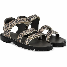 Angulus Leopard Suede Adjustable Leather Sandal with Velcro Kids Open Sandals cheap sale