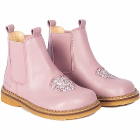 Angulus Mauve/Mauve Glitter Chelsea Heart Boot Kids Chelsea Boots sale