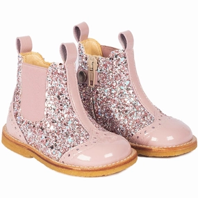Angulus Mauve/Mauve Glitter Classic Chelsea Boot with Sparkling Glitter Kids Chelsea Boots sale