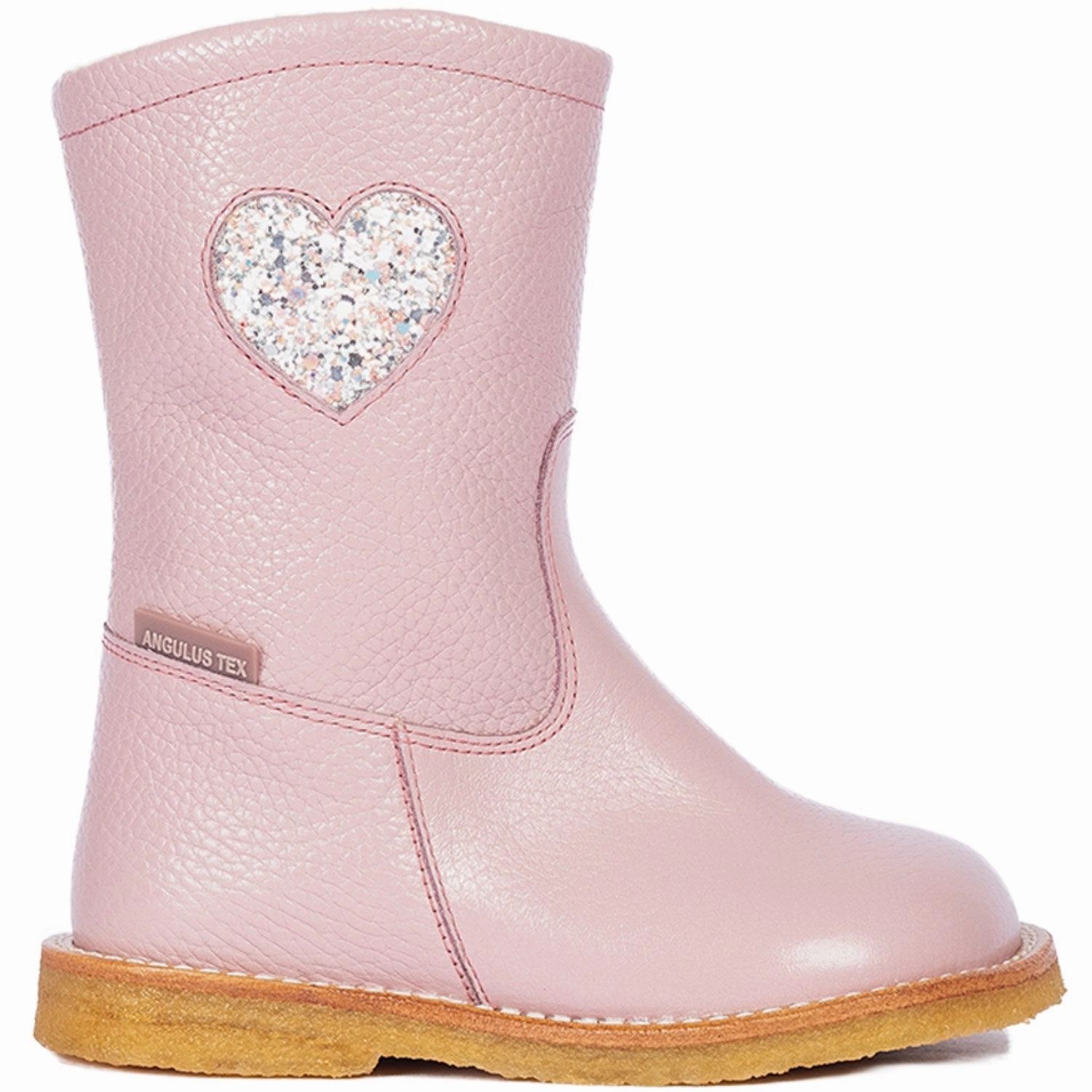 Angulus Mauve/Mauve Glitter Tex-Boot Med Hjerte Og Zipthrough