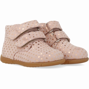 Angulus Rose Copper Dots Child's First Shoe Beginner Shoes With Velcro Kids promo