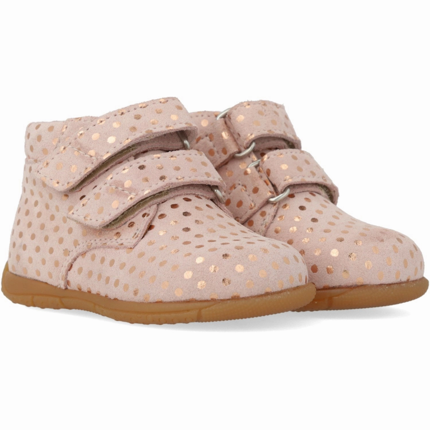 Angulus Rose Copper Dots Child's First Shoe Beginner Shoes With Velcro Kids promo