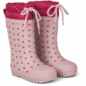 Angulus Rose Hearts/Red Rubber Boot Med Woolfor Kids Thermo Boots discount price