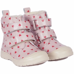 Angulus Rose Hearts Tex-Boot With Heart Print And Wool Lining Cheap Kids Winter Footwear