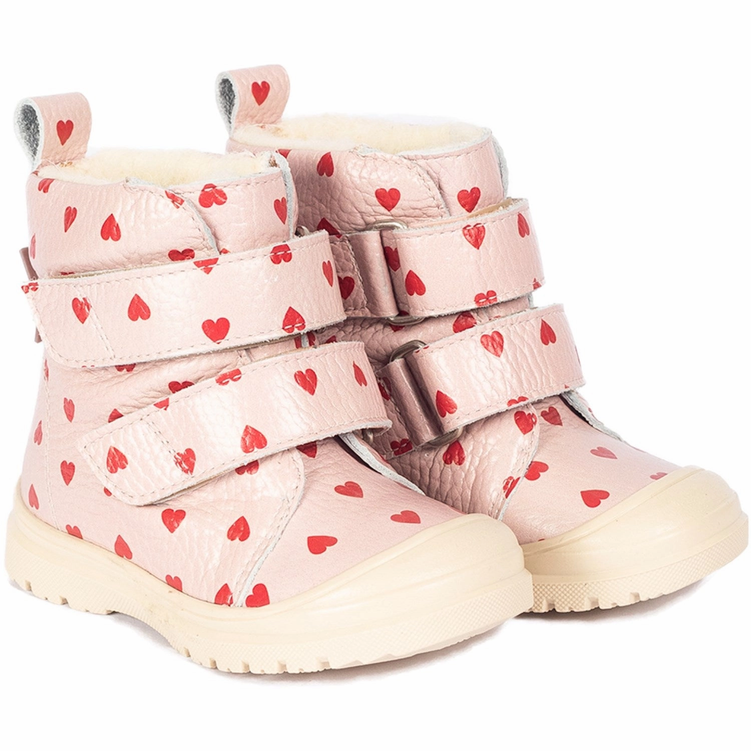 Angulus Rose Hearts Tex-Leatherstvle Med Merino Woolfoer Og Hjerteprint Cheap Kids Winter Footwear