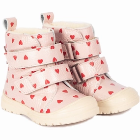 Angulus Rose Hearts Tex-Leatherstvle Med Merino Woolfoer Og Hjerteprint Cheap Kids Winter Footwear