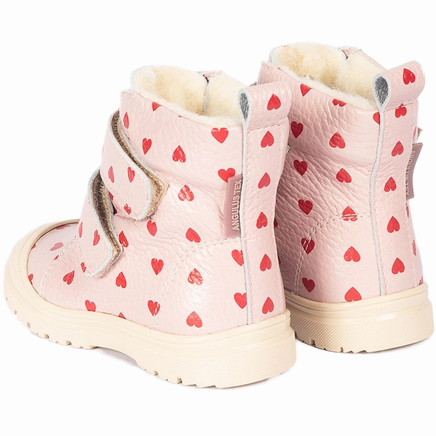 Angulus Rose Hearts Tex-Leatherstvle Med Merino Woolfoer Og Hjerteprint