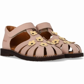 Angulus Rosebud/Mellow Yellow Sandal Med Blomsterapplikationer Kids Closed Toe Sandals promo
