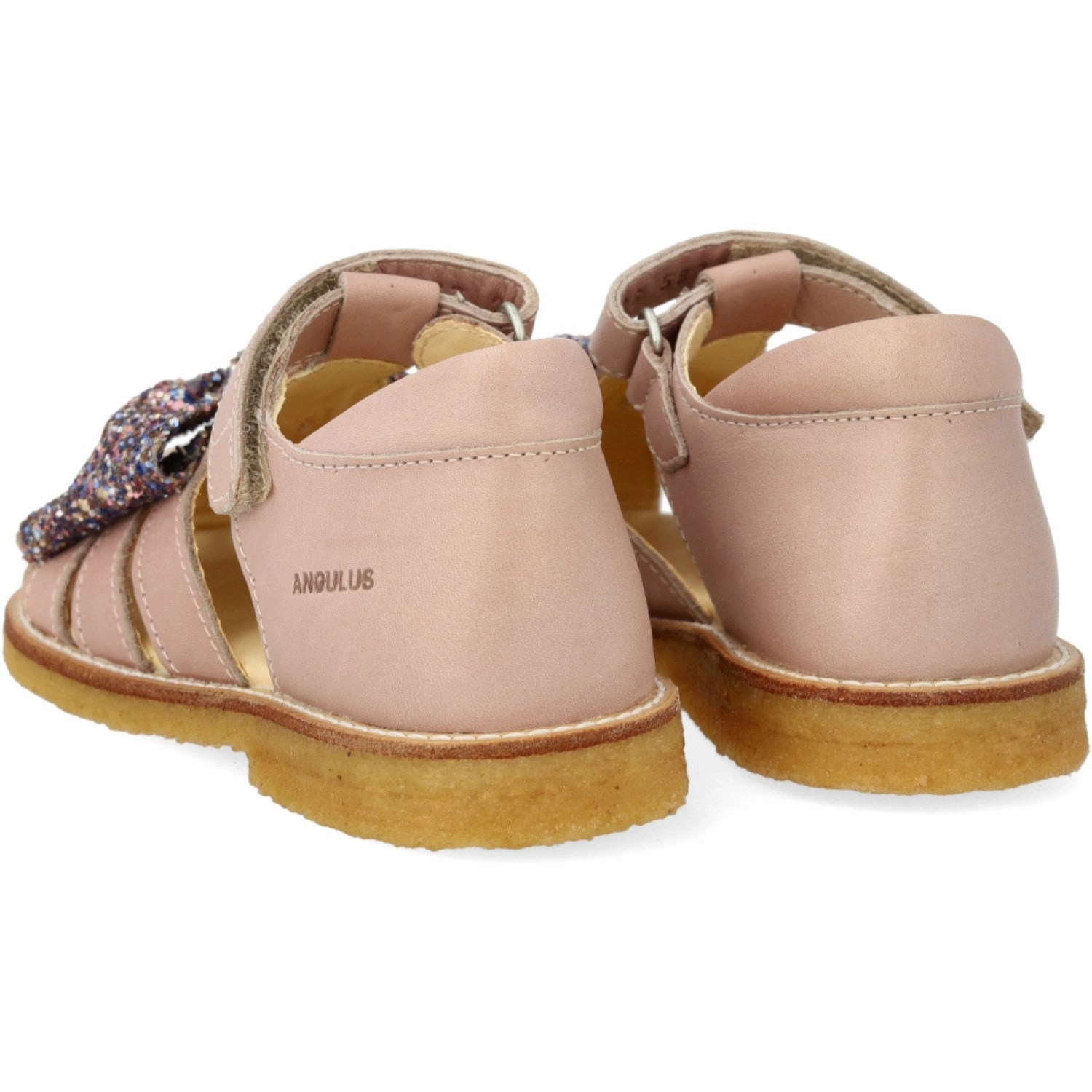 Angulus Rosebud/Pastel multi glitter Sandal Med Glittersljfe Og Velcro Closure