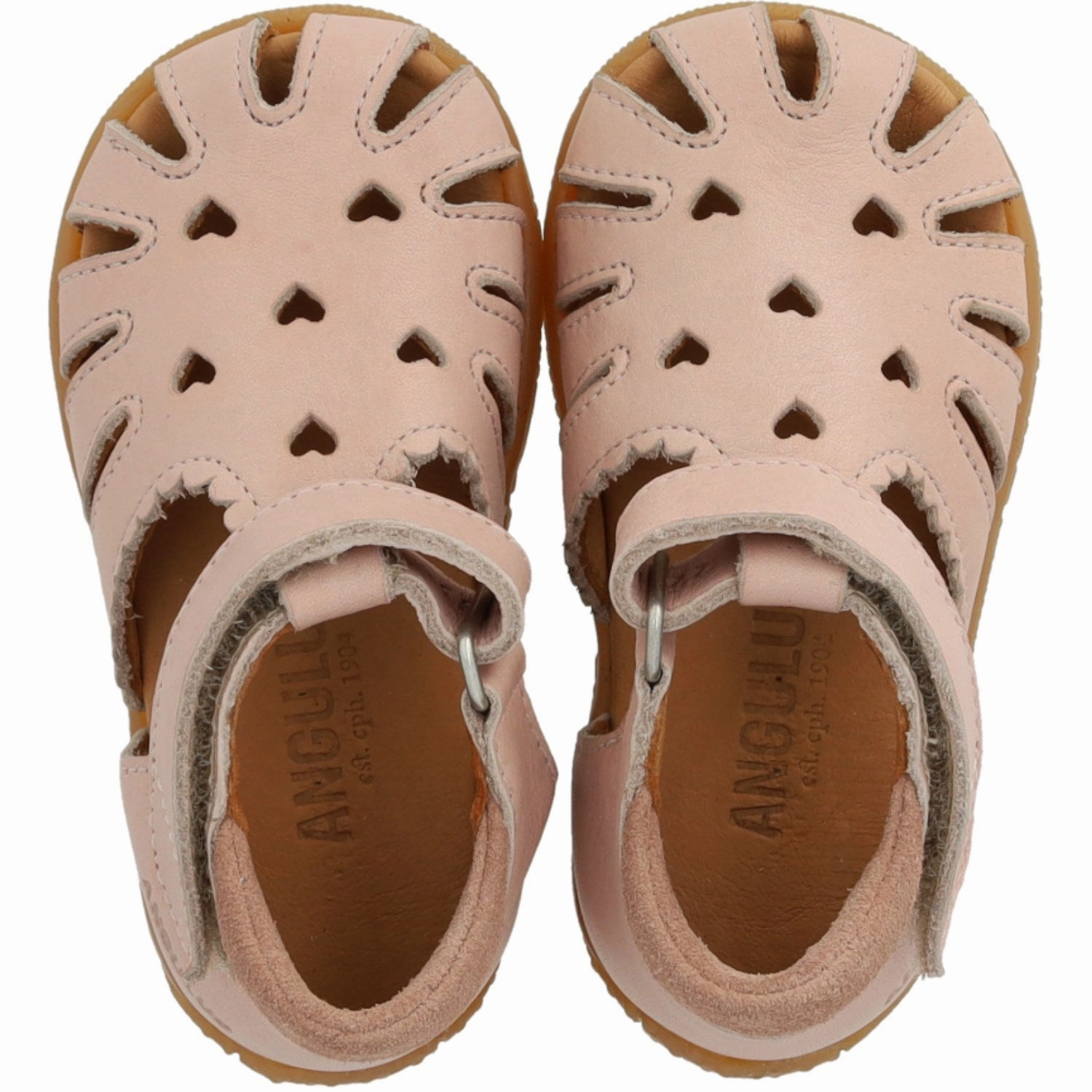 Angulus Rosebud/Rosebud Barnets Frste Sandal Med Udstanset Hjertemnster