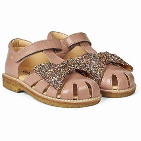 Angulus Sandal W. Bow And Velcro Dark Peach/Multi Glitter Kids Closed Toe Sandals promo
