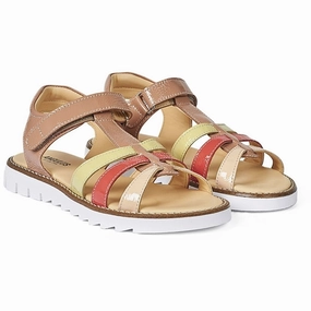 Angulus Sandal W. T-strap And Velcro Dark Peach/Peach/Coral/Light Yellow Kids Open Sandals cheap sale