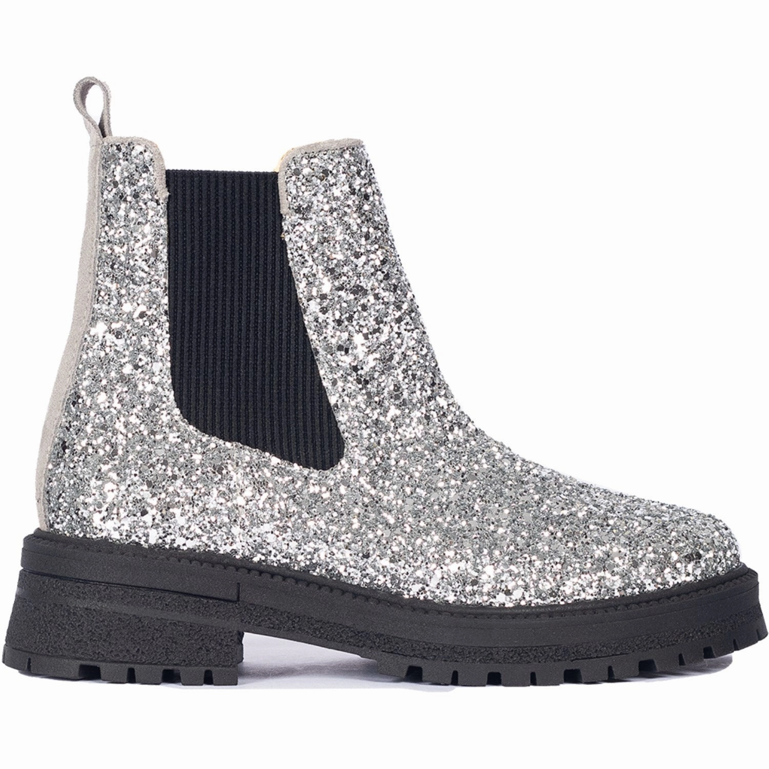 Angulus Silver Glitter/Gray/Black Glitter Chelsea Boot P Trackl