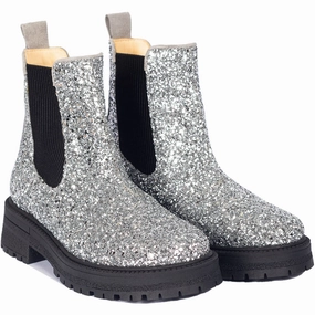 Angulus Silver Glitter/Gray/Black Glitter Chelsea Boot P Trackl Kids Chelsea Boots sale