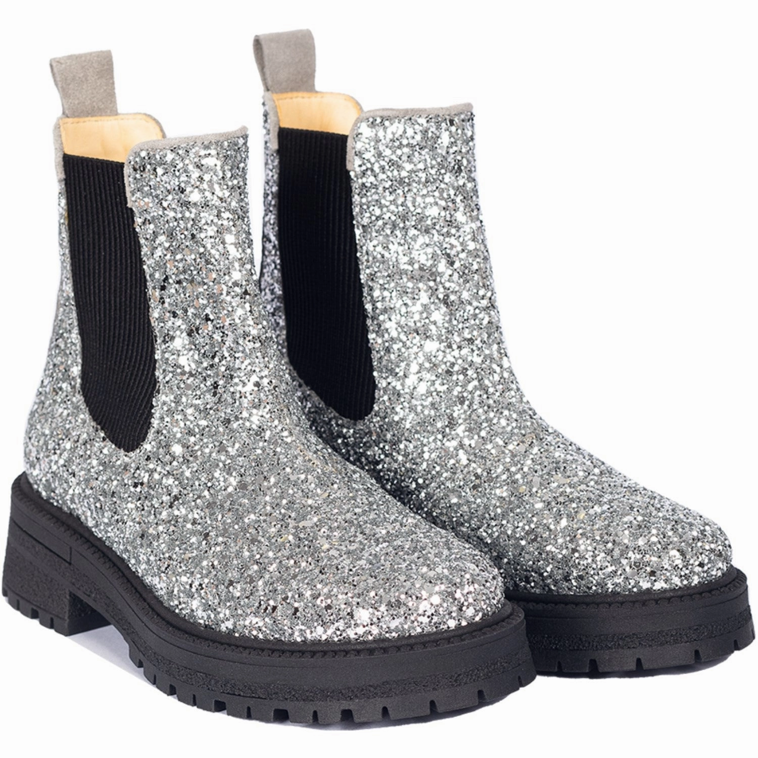 Angulus Silver Glitter/Gray/Black Glitter Chelsea Boot P Trackl Kids Chelsea Boots sale