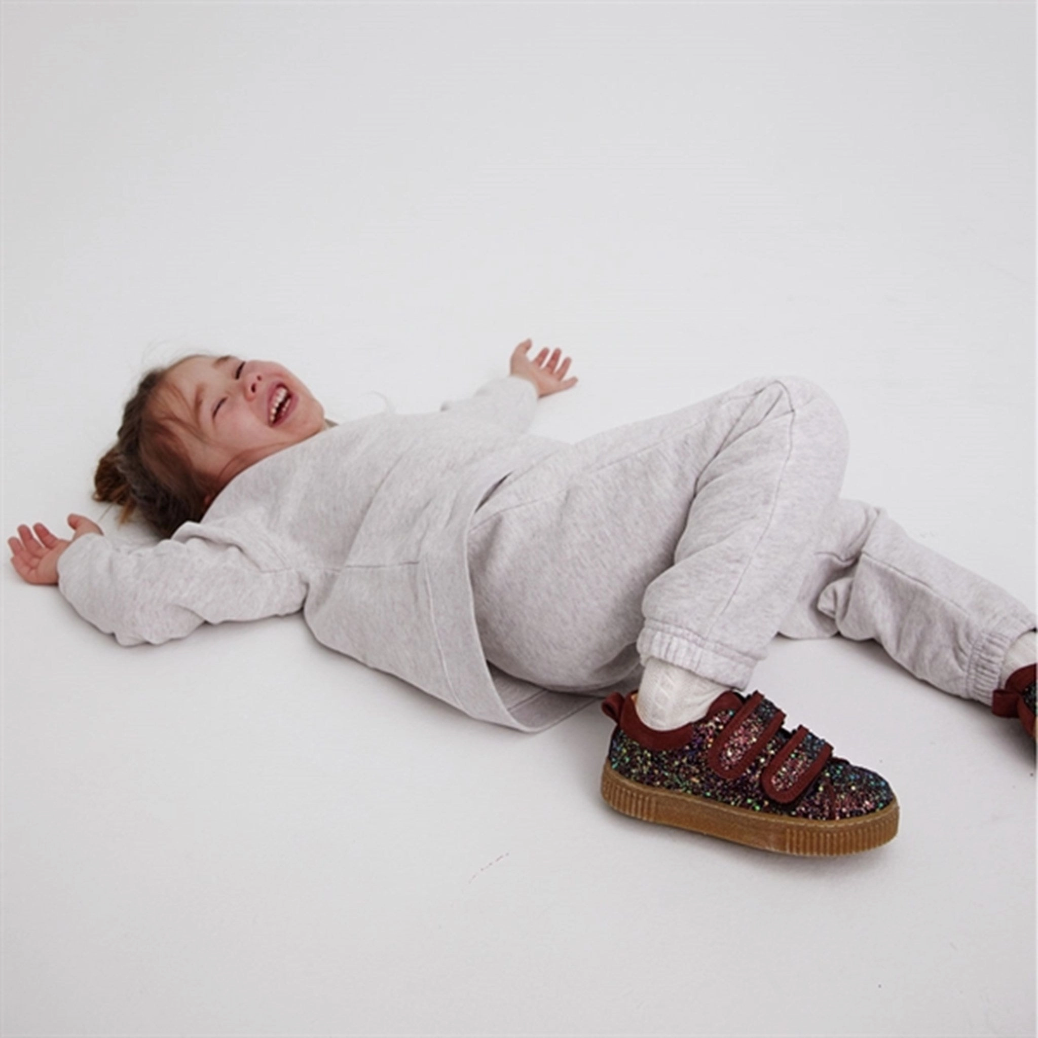 Angulus Sneakers w Velcro Plum Glitter/Bark