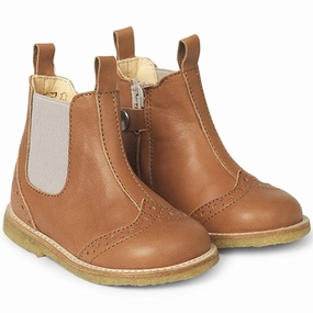Angulus Starter Boot w. Zip Cognac/Beige 6024-101-7511-1545-010 Kids Chelsea Boots sale