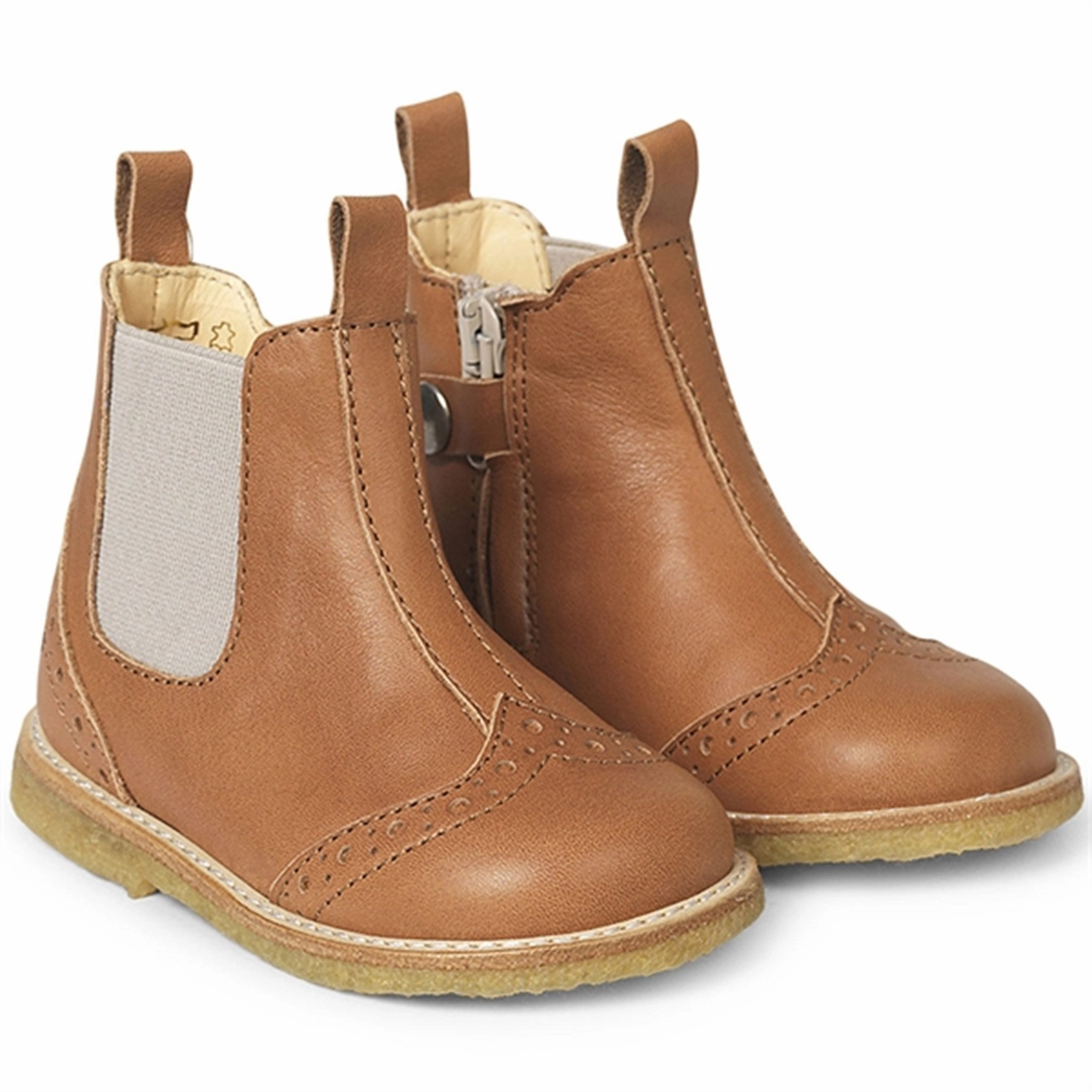 Angulus Starter Boot w. Zip Cognac/Beige 6024-101-7511-1545-010 Kids Chelsea Boots sale