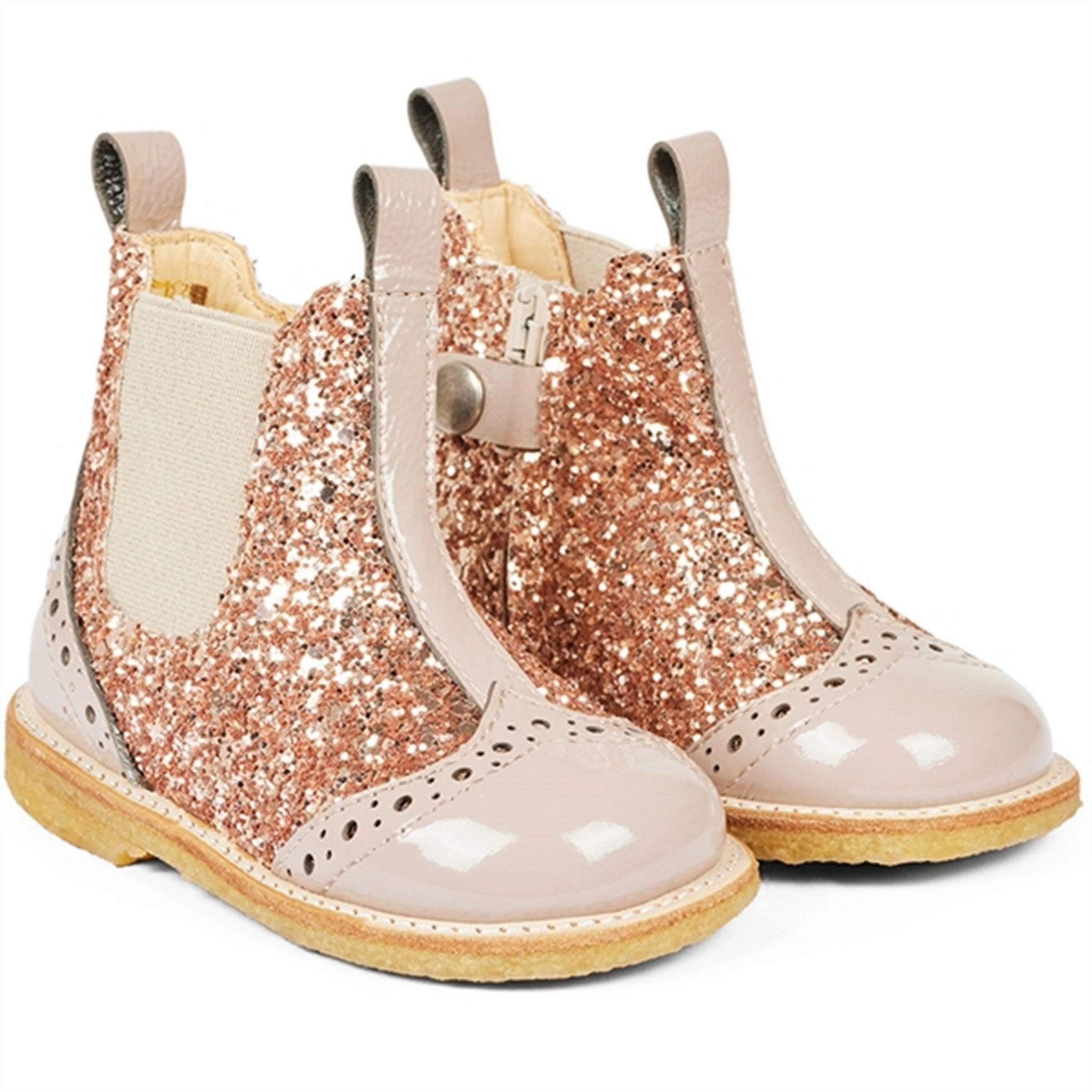Angulus Starter Chelsea Boots With Zipper Dusty Almond/Maple Glitter/Elastic Kids Chelsea Boots sale