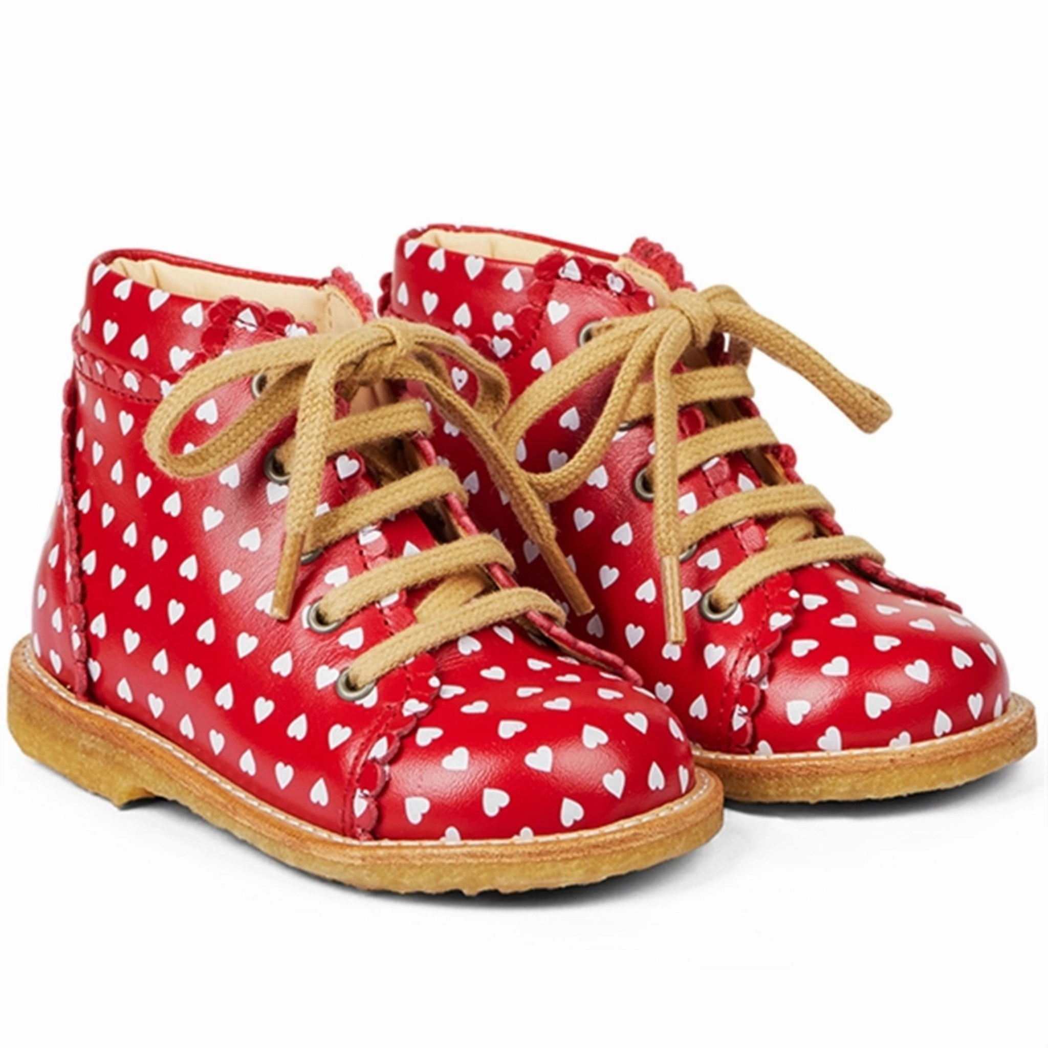 Angulus Starter Shoe With Hearts And Lace Red Beginner Shoes With Laces Kids deal