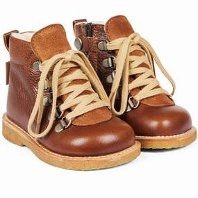 Angulus Starter Tex Boots With Lace & Zipper Cognac/Cognac Cheap Kids Winter Footwear