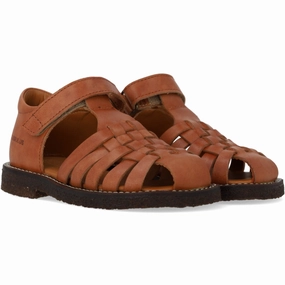 Angulus Tan Braided Leathersandal Kids Closed Toe Sandals promo