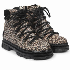Angulus Tex-Boots w Lace and Zipper Brown Leo/Black Cheap Kids Winter Footwear
