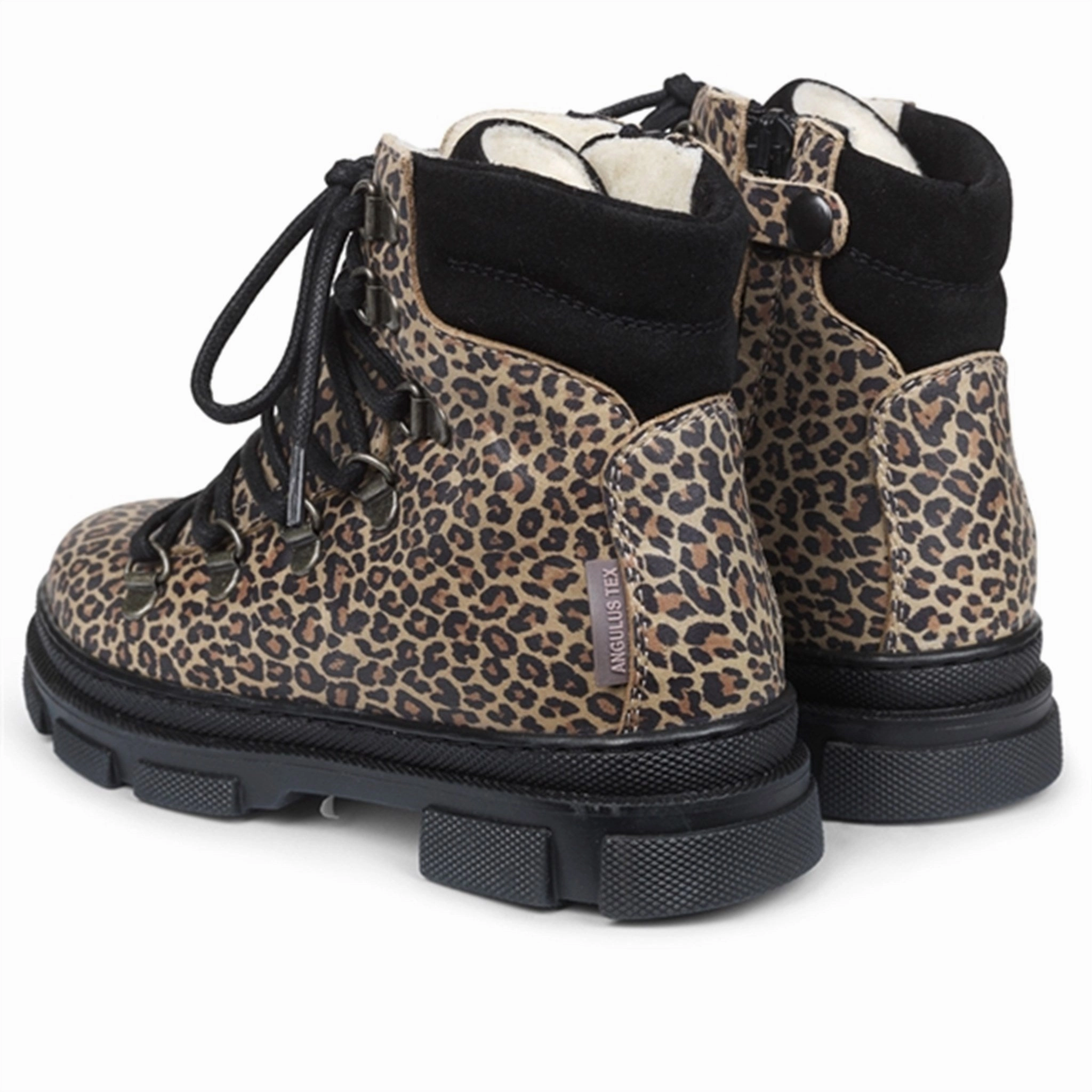 Angulus Tex-Boots w Lace and Zipper Brown Leo/Black