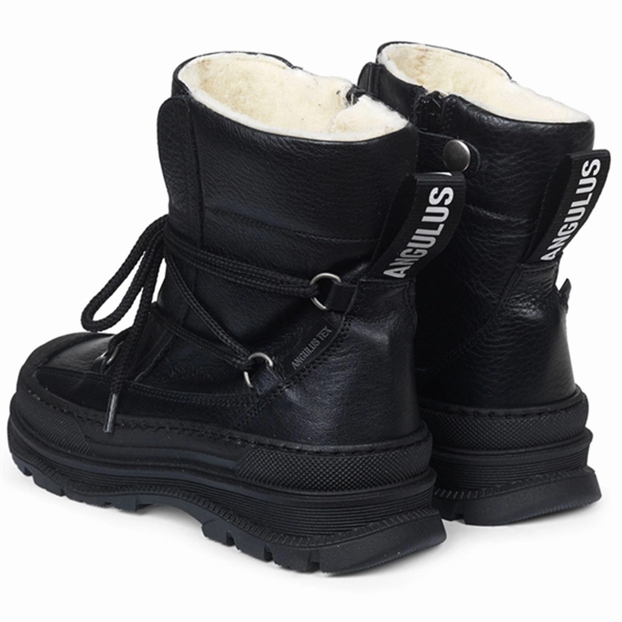 Angulus Tex Boots w Tie And Zipper Black