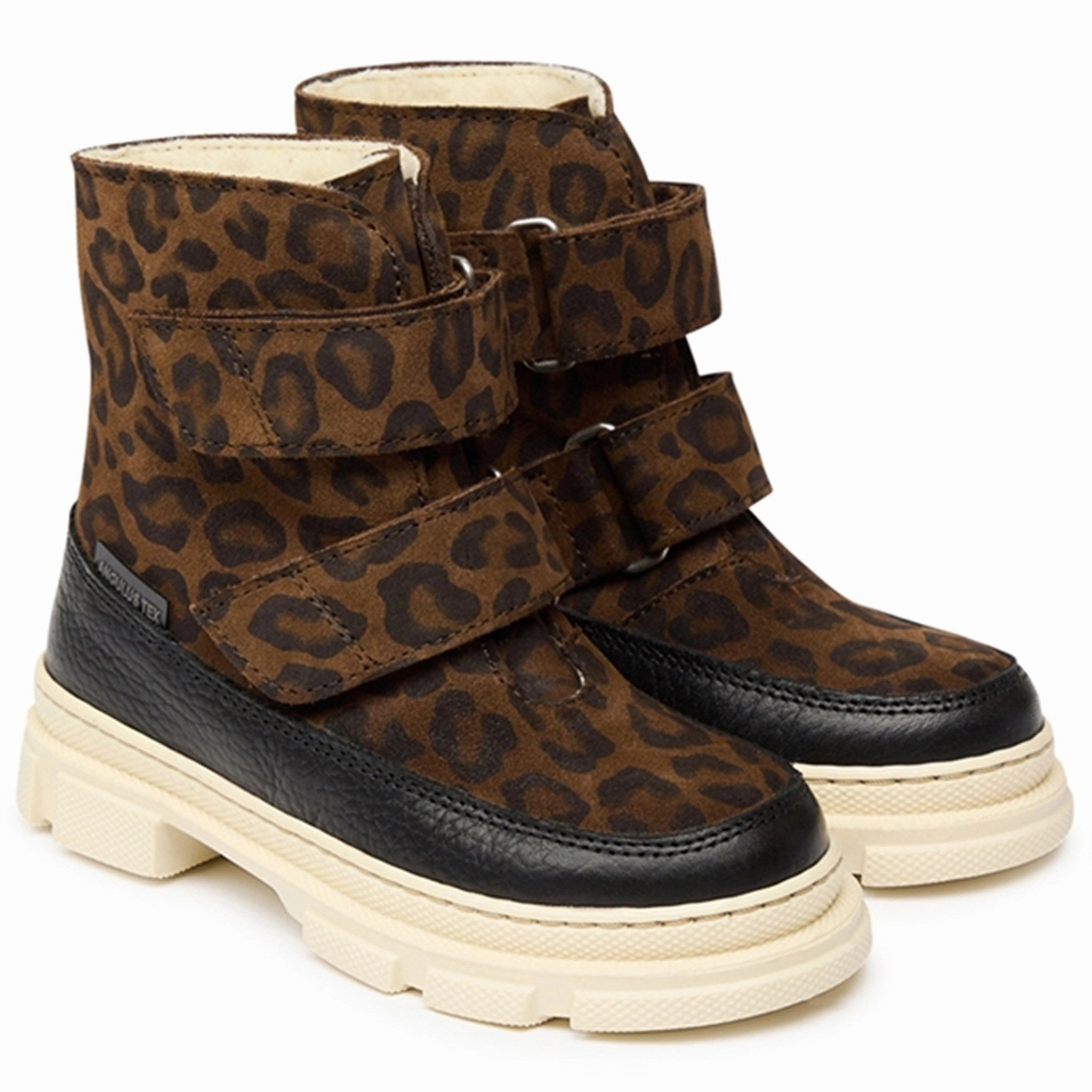 Angulus Tex-Boots w Velcro and Wool Lining Black/ Brown leo Cheap Kids Winter Footwear
