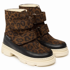 Angulus Tex-Boots w Velcro and Wool Lining Black/ Brown leo Cheap Kids Winter Footwear
