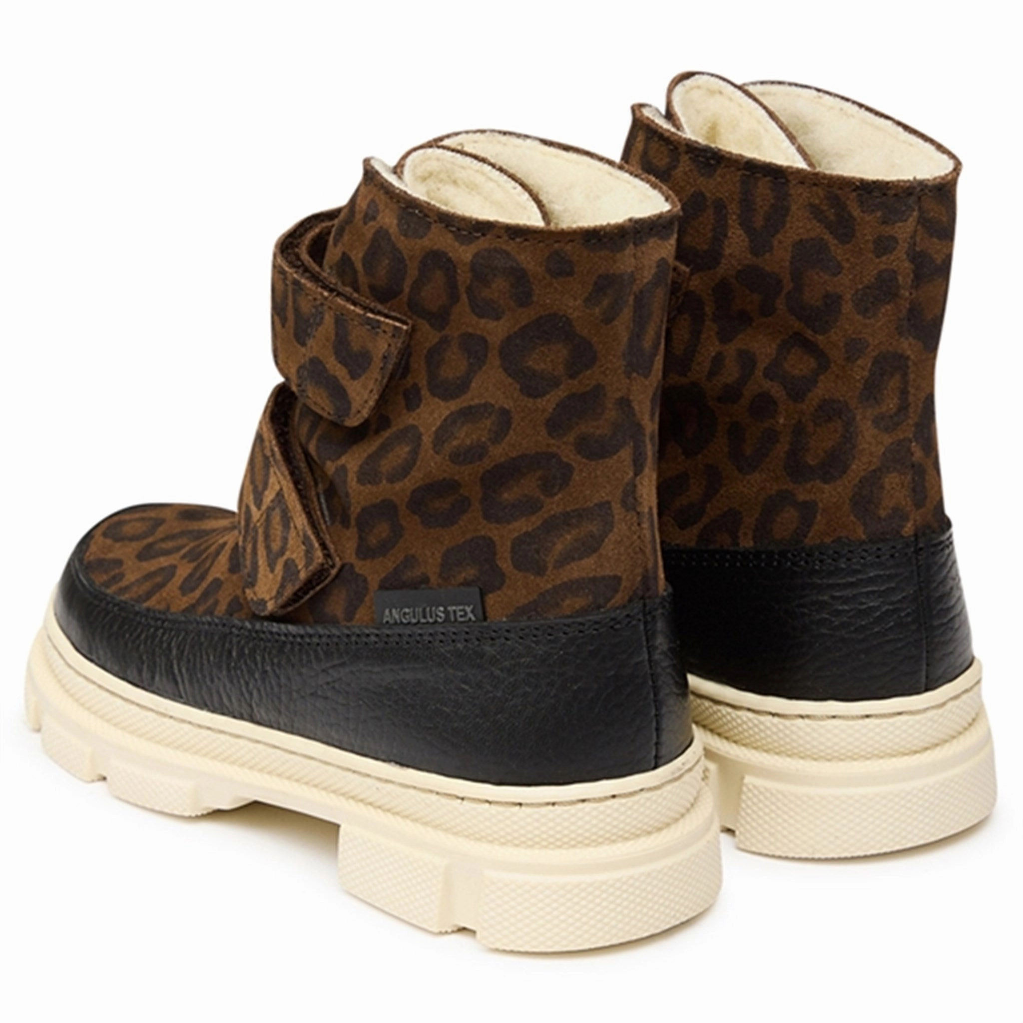 Angulus Tex-Boots w Velcro and Wool Lining Black/ Brown leo