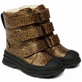 Angulus Tex-Boots w Velcro and Wool Lining Brown Leo Cheap Kids Winter Footwear