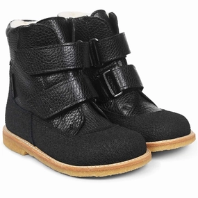 Angulus TEX Boots w. Velcro Black Cheap Kids Winter Footwear