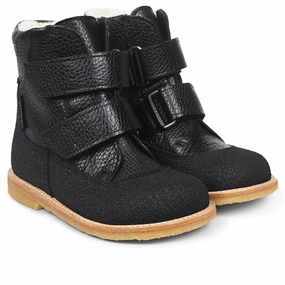 Angulus Tex Boots w Velcro Black Cheap Kids Winter Footwear