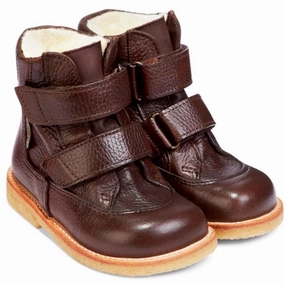 Angulus Tex Boots w. Velcro Dark Brown 2134-101-2505 Cheap Kids Winter Footwear