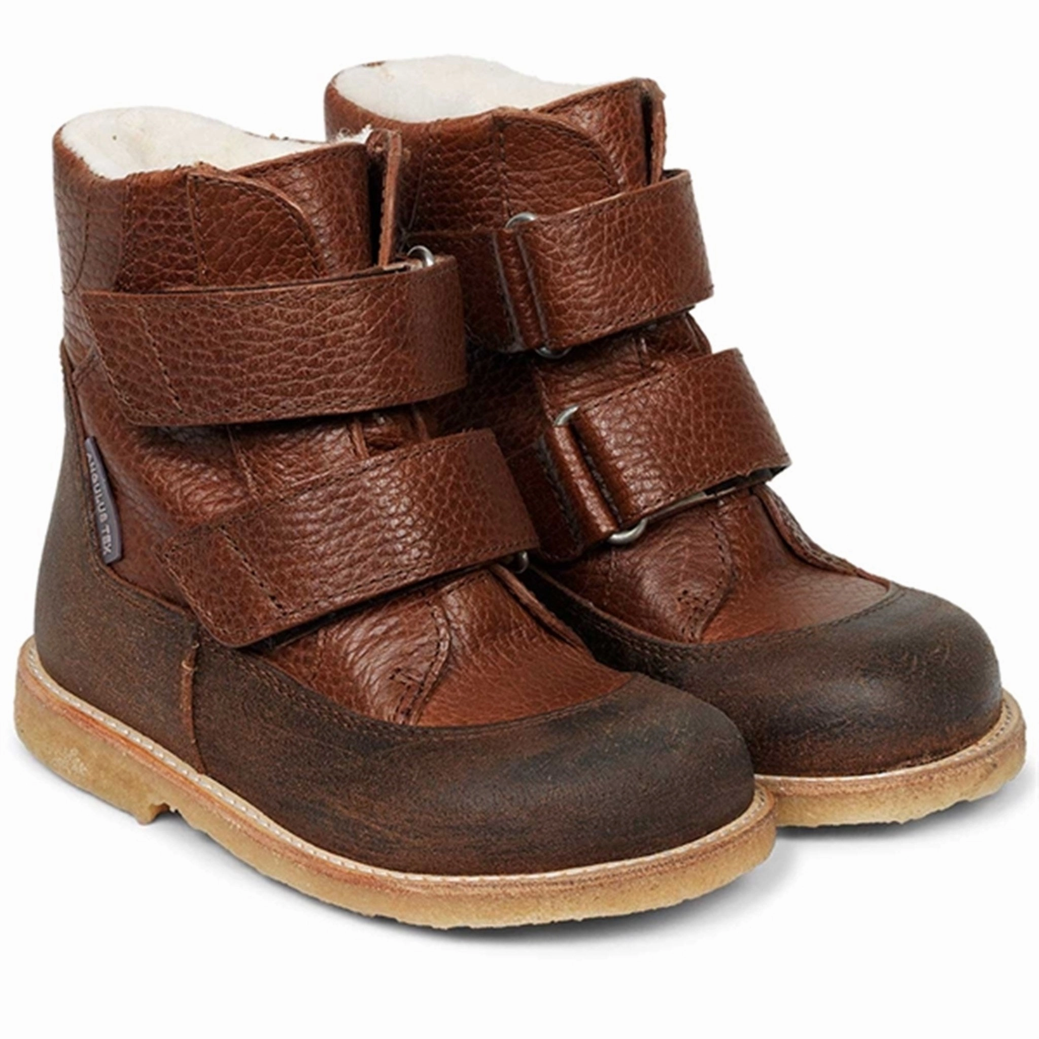 Angulus TEX Boots w. Velcro Dark Brown/Cognac Cheap Kids Winter Footwear