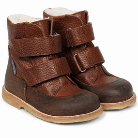 Angulus TEX Boots w. Velcro Dark Brown/Cognac Cheap Kids Winter Footwear