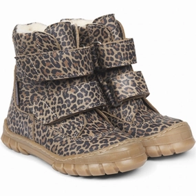 Angulus Tex Boots w Velcro Leopard Cheap Kids Winter Footwear