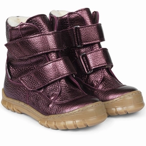 Angulus Tex Boots w Velcro Plum Shine Cheap Kids Winter Footwear