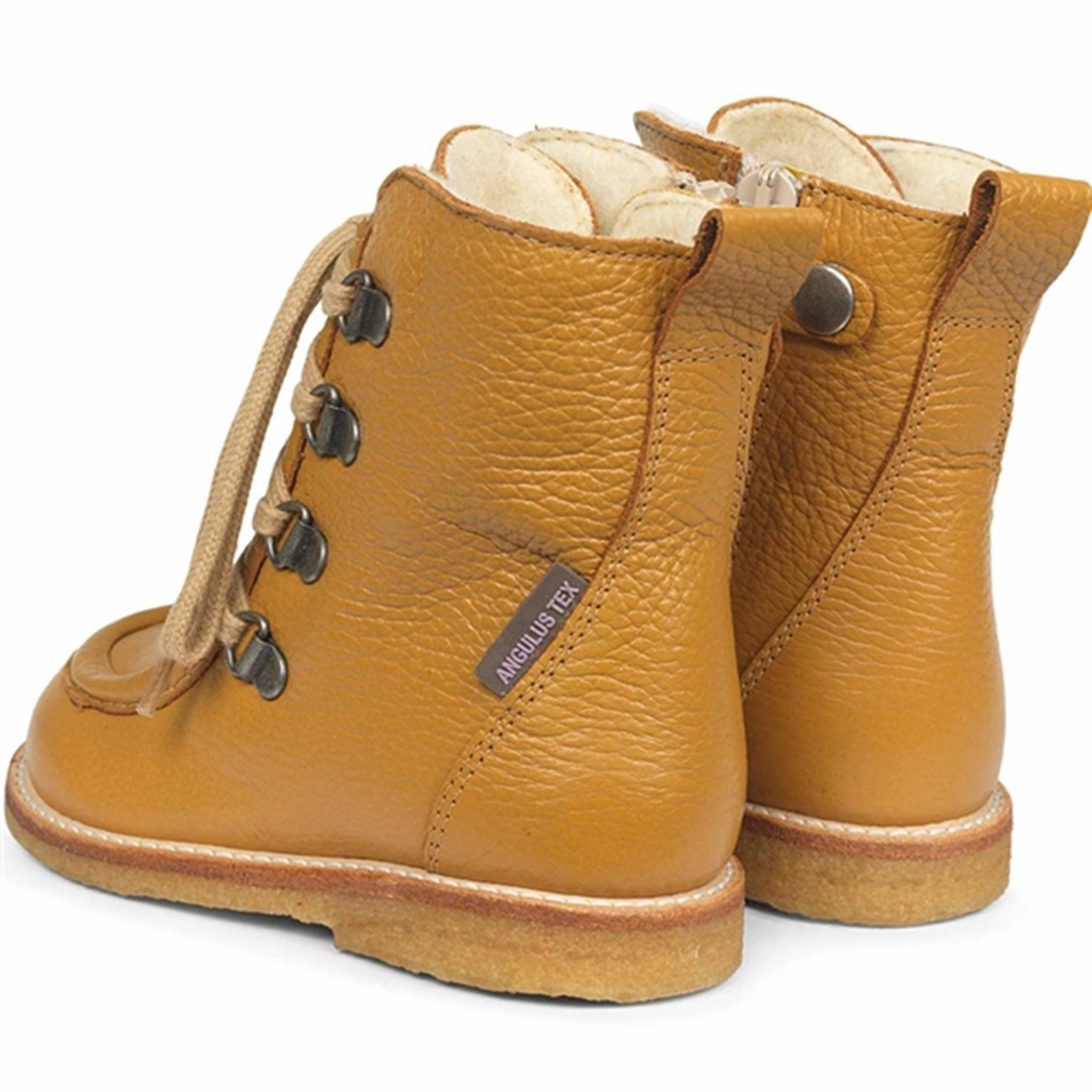 Angulus Tex Boots w. Zipper and Lace Ocher 2380-101-7250-2566