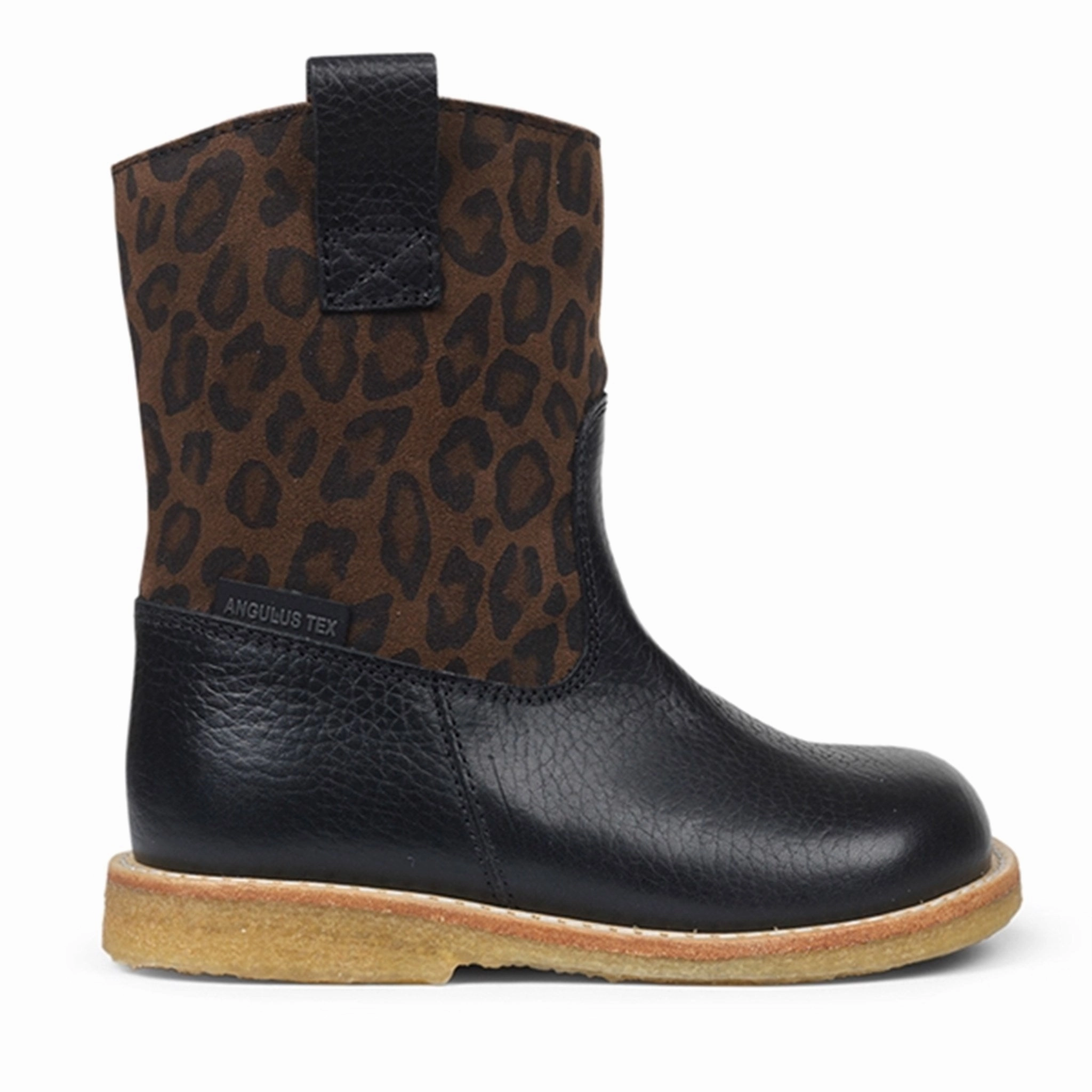 Angulus Tex-Boots w. Zipper Black/Brown Leo