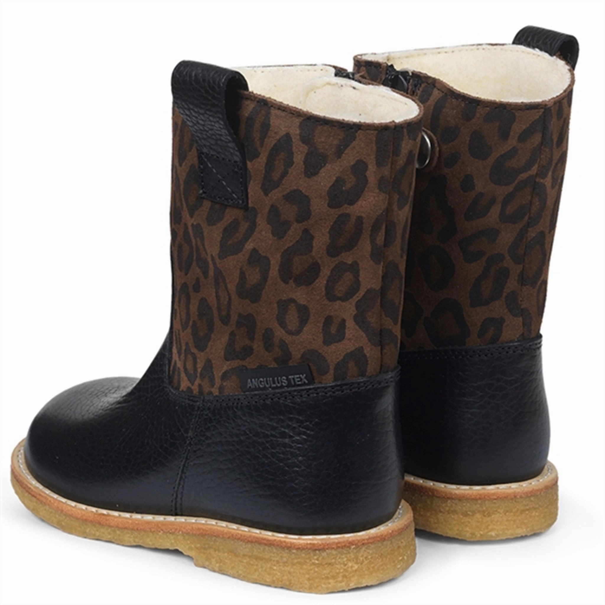 Angulus Tex-Boots w. Zipper Black/Brown Leo
