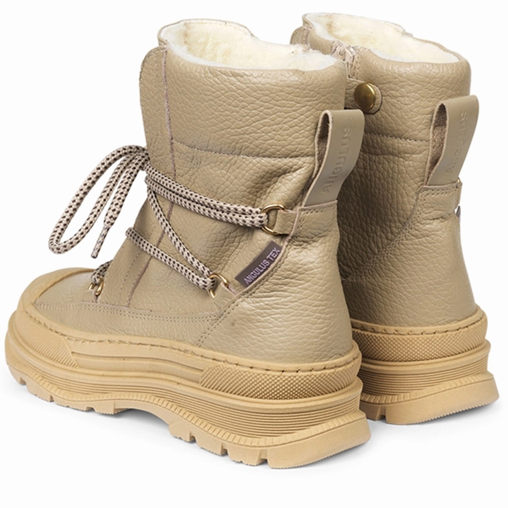 Angulus Tex-Boots With Ties and Zipper Sand