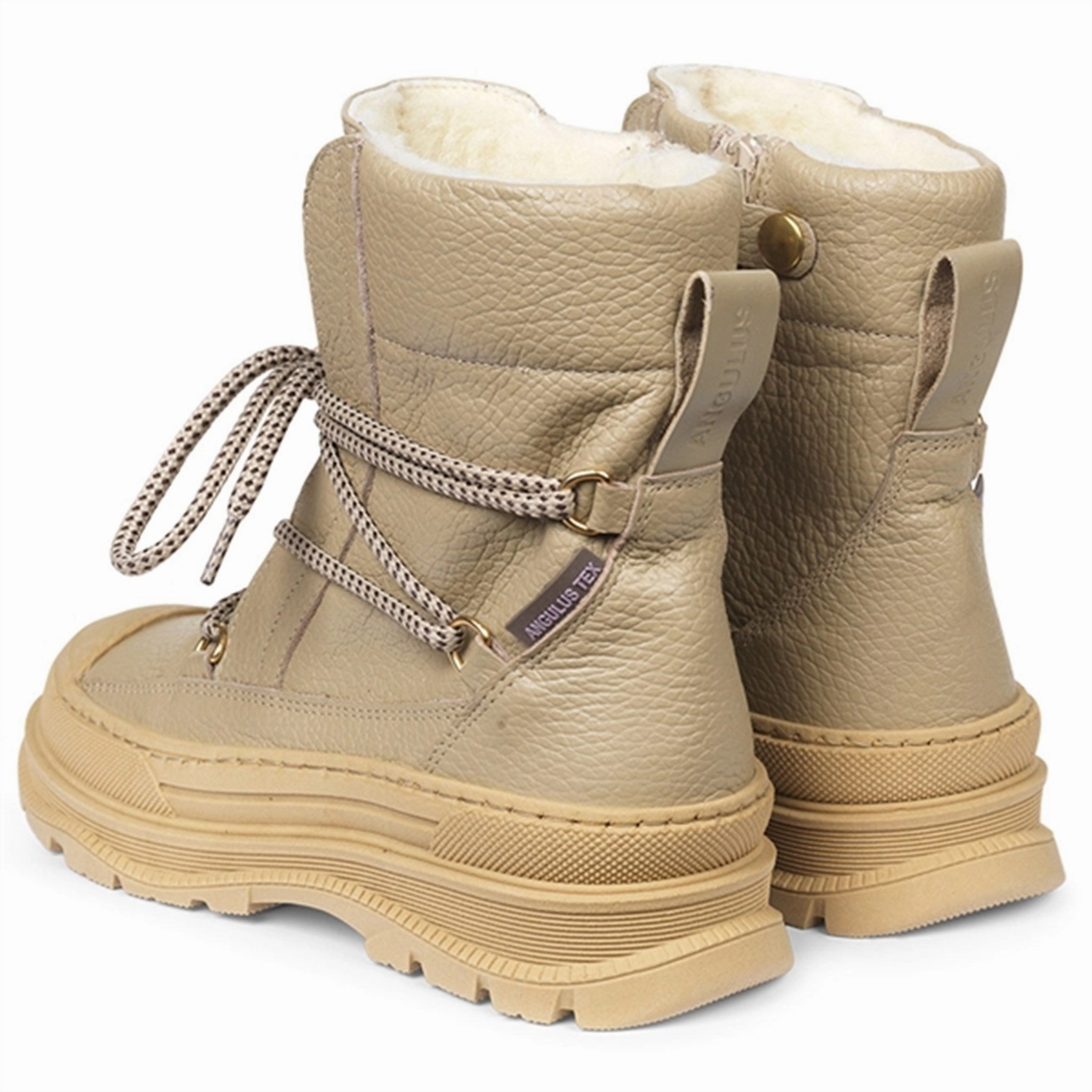 Angulus Tex-Boots With Ties and Zipper Sand